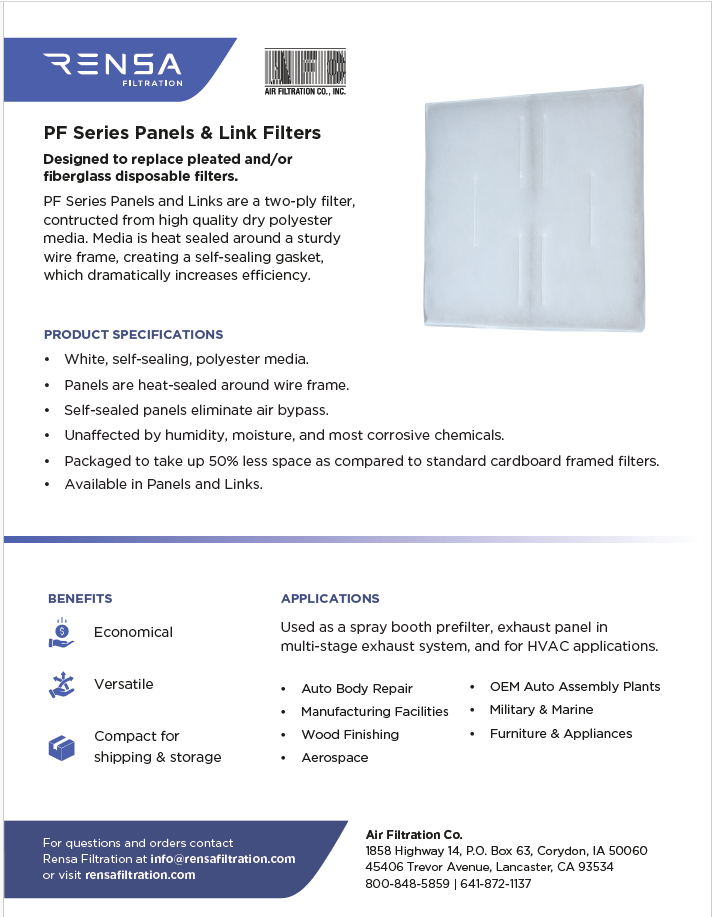 Rensa PF Series Panels & Link Filters